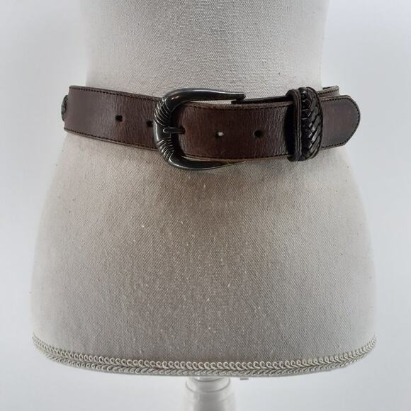 Vintage 1991 Western Rodeo Braided Brown Leather  Conchos 28 - Picture 12 of 12